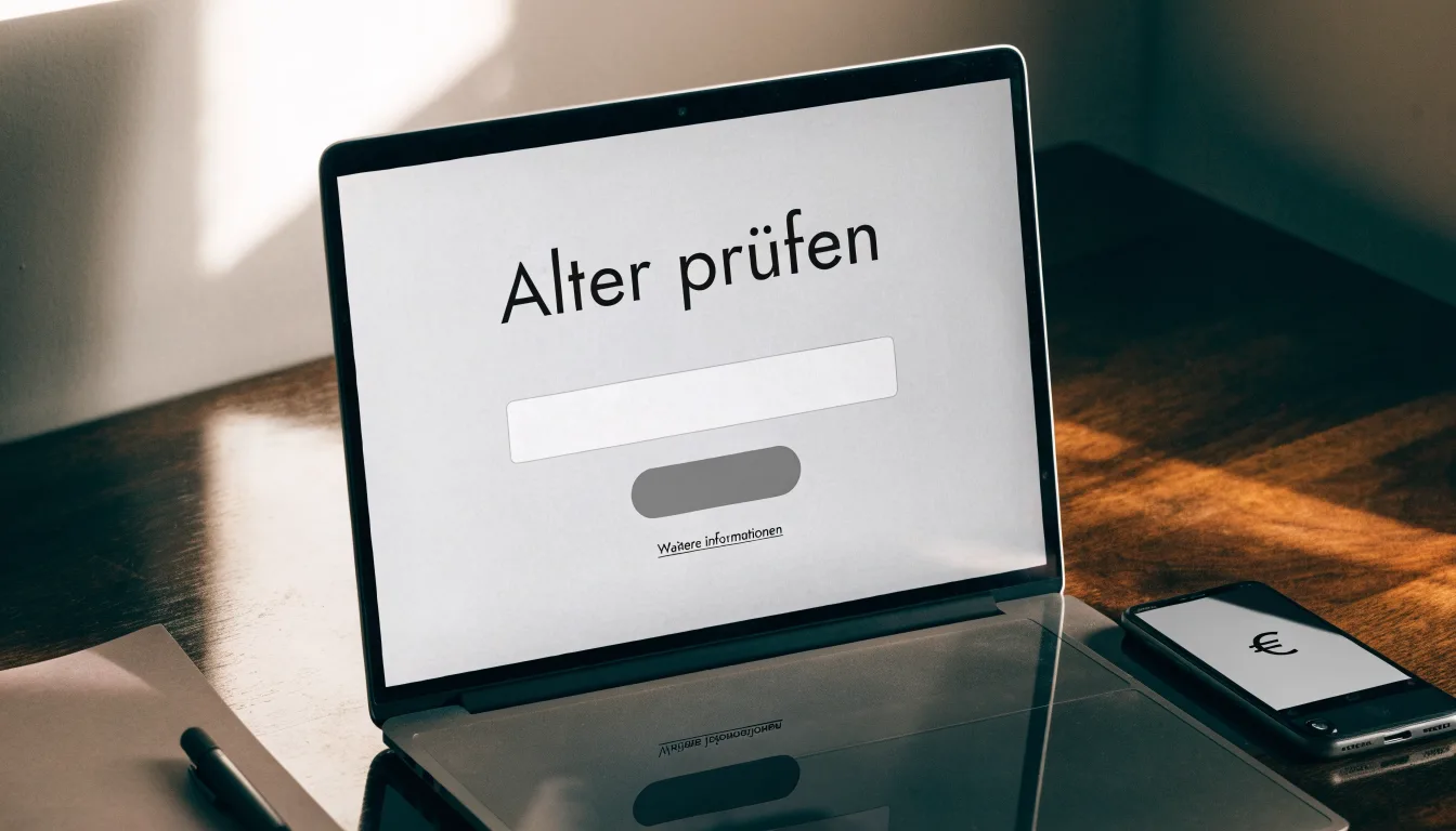 Eine Waage aus Messing steht neben einer Lupe auf einem polierten Schreibtisch.