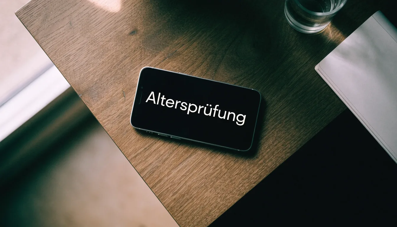Eine Messingwaage steht auf einer dunklen Holzplatte vor einem Fenster, durch das weiches Tageslicht fällt.