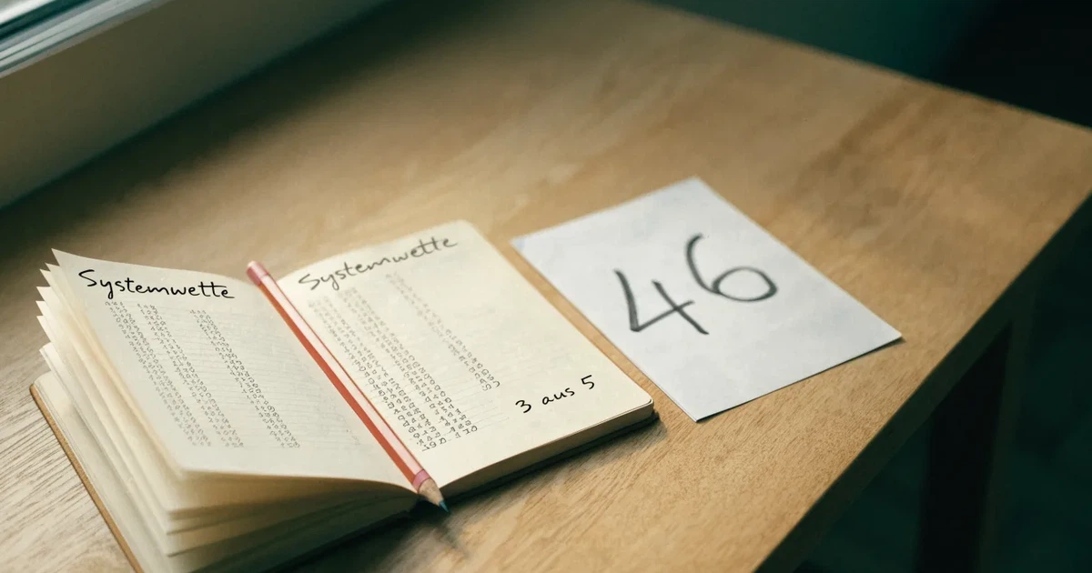 Ein Notizbuch mit handschriftlichen Notizen und einem Bleistift liegt neben einem Taschenrechner auf einem aufgeräumten Schreibtisch.